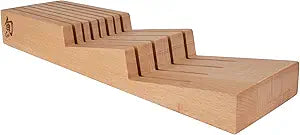 Shun Drawer Knife Tray, 7 Slot Wooden Knife Holder, Genuine Beechwood, Kitchen Storage for Professional and Home Chefs