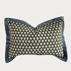 Palm & Loom 100% Cotton Linen Cushion Cover - Vana Decorative Throw Pillow Case with Slate Blue & Dark Green with Flange - Modern Living Room, Bedroom Pillow Cover - 16x24 Inch