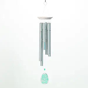 Woodstock Wind Chimes Margaritaville Seaglass Windchime (24") Inch Outdoor Chime Decor for Patio Garden Porch with Silver Tubes Resin and Seaglass Clapper Tuned to Margaritaville Notes