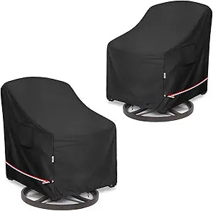 Patio Chair Covers for Outdoor Furniture Waterproof 2 Pack, Heavy Duty Waterproof Outdoor Swivel Chair Cover (35"W x37"D x36"H - Black)