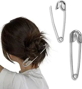 Metal Hair Pins, Funny Pin Shape Design Hair Stick Pin, French Style Hair Stick Clips, Silver, 2-Pack, for Vintage Hairstyle Accessories