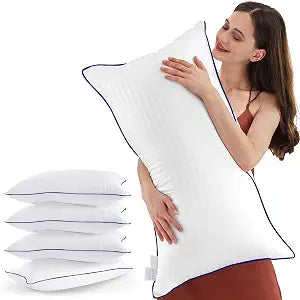 SEMZSOM Bed Pillows for Sleeping, King Size Pillows Set of 4 Luxury Hotel Pillows with Soft Fluffy Down Alternative Filling for Back, Stomach and Side Sleepers