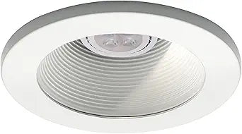 WAC 4in Low Voltage Round Adjustable Recessed Light Trim with Step Baffle in White and White 8W 500 Lumens MR16 LED Lamp, HR-8401 or HR-8402 Housing Sold Separately