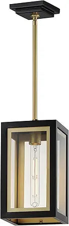 Maxim Lighting Neoclass 1-Light Pendant Light | Black/Gold Aluminum Finish | Clear Glass Shade | Contemporary Indoor Light Fixture | Ideal for Kitchen Islands & Dining Rooms | 30051CLBKGLD