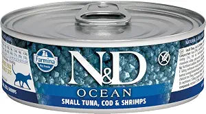 FARMINA N&D Ocean Cat Tuna, Cod & Shrimp Recipe 12 - 2.8 oz. can case
