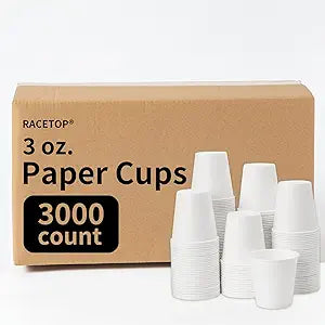 RACETOP 3000 Pack 3 oz Paper Cups for Bathroom, Disposable Mouthwash Cups, Small Paper Cups, for Parties, Picnics, Travel