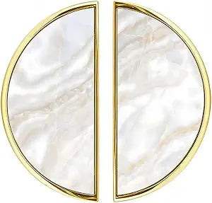 2 Pack Pearl Cloud Quartz Semicircle Cabinet Pulls