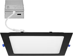Maxxima 8 in. 5 CCT Square Slim Recessed LED Downlight, 1400 Lumens, Black