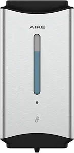 AIKE Automatic Soap Dispenser Commercial Wall Mounted Liquid Dispenser Brushed Stainless Steel Finish 1100ml Large Capacity