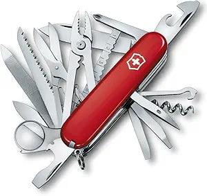 Victorinox Swiss Champ Swiss Army Knife, 33 Functions, Swiss Made Multitool with Large Blade, Screwdriver, Chisel and Combination Pliers for Everyday Carry - Red