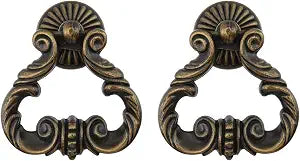 2Pcs Vintage Antique Bronze Cabinet Pulls Single Hole Pull Ring