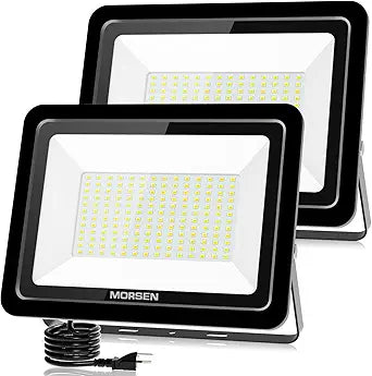 200W Flood Light Outdoor Plug in - 20000LM 5000K LED Flood Light, IP66 Waterproof, UL Listed Daylight Security Lights for Garden, Yard, Garage, Stadium, 2 Pack