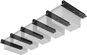 Linone Ceiling Storage Rack, Heavy Duty Overhead Garage Storage Rack, Adjustable Ceiling Bin Storage System, 6 Sets for 5 Bins, 16 Inch