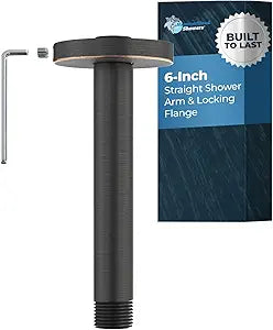 HammerHead Showers Solid Metal 6 Inch Ceiling Mount Straight Shower Arm and Flange with Set Screw, Straight Shower Arm for Rain Shower Head, Ceiling-Mounted Rain Shower Arm, Oil Rubbed Bronze