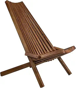 Melino Wooden Folding Tamarack Chairs, FSC Certified Acacia Low Profile Adirondack Chairs, Wood Folding Chair for Outdoor, Patio, Porch, Pool, Backyard, Garden, Balcony and Deck - Chestnut - Single