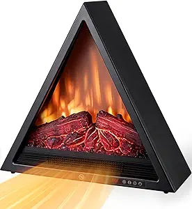 AIRMATE 22in Electric Fireplace Heater, 1500W Triangular Electric Fireplace Insert Logs 24H Timer, Adjustable LED Light & Flame Colors Remote Overheat Protection Fire Places Fireplace