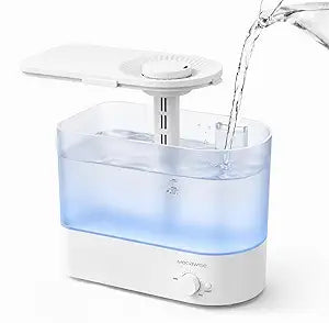 MEGAWISE 6L Humidifiers for Large Room Bedroom, Ultrasonic Cool Mist Humidifier with Essential Oil Diffuser, Top Fill Quiet Operation, Auto Shut-off, Lasts Up to 60 Hours, White