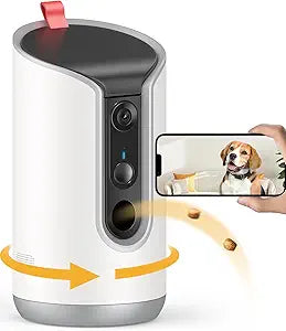 TKENPRO 2K Pet Camera Treat Dispenser, 360View Dog Camera with Phone App, 5G&2.4G WiFi 2-Way Talk Pet Cam Indoor for Cats Remote Treat Tossing, Motion Alerts, Auto Tracking