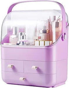 Large Makeup Organizer w Drawers Beauty Organizer Makeup Box Holder Vanity Organization Desk Countertop MakeUp Organizers Bathroom Counter Organizer Skincare Cosmetic Case Stand Dustproof Lid Gift