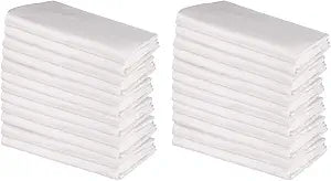 DG Collections 100% Cotton Flour Sack Towels  24 Pack, 27x27 Inches, White, Lint-Free, Pre-Washed, Hemmed Edges  Reusable Kitchen Towels for Cleaning, Embroidery, Printing & Crafts - White