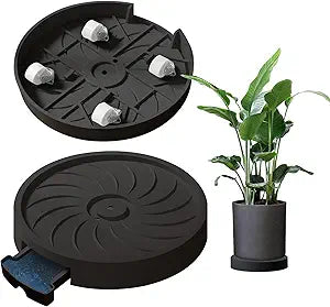 MCleanPin 2 Pack Plant Caddy with Hidden Wheels, 13" Heavy Duty Rolling Plant Stand with Removable Drainage Tray and Silent Casters Round Flower Pot Mover Planter Dolly for Indoor Outdoor Black