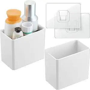 Suclain 2 Pcs Wall Mounted Organizer Floating Shelf Wall Bin, White