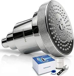 HYDROZENIT Filtered Shower Head Chrome, 3 Spray Modes - 25-Stage Showerhead Water Softener for Softer Skin & Healthier Hair - High Pressure Rain Shower Head with Filters KDF-55