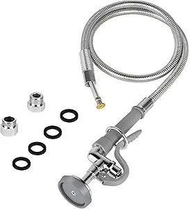 Spray Valve with Pre-Rinse Hose 60Flexible Stainless Hose with High Pressure Pre Rinse Sprayer Nozzle Head Assembly Kit for Commercial Restaurant Industrial Kitchen Faucet