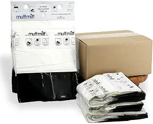 Mutt Mitt 2-Ply Dog Waste Bags with Thick 2 Mil Mitten - No more "yuck" or "warm handshake" - 400 White & Black Dog Waste Bags on 4 Station Headers