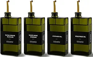 Olive Oil Dispenser Bottle for Kitchen 16.9oz, UV-Blocking Oil and Vinegar Dispenser Set, Leakproof Oil Container for Home, Restaurant (Green, Set of 4)