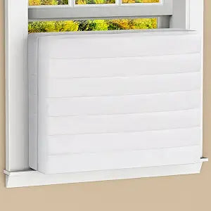 Air Conditioner Cover Indoor, AC Covers for Inside Window AC Unit Cover with Reinforced Elastic String, Double Insulation, 25"x18"x3.5" Cream White