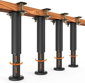 4 Pack Adjustable Bed Support Legs 7.3"-12.6", Heavy Duty Thick Carbon Steel Bed Legs Replacement with Rubber Pads, Easy Install on Bed Frame or Slats