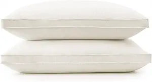 puredown Gusseted Goose Feather Down Pillows, 100% Organic Cotton Cover, Luxury Hotel Collection Bed Pillows for Sleeping Set of 2, King Size