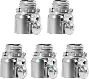 3/8 inch Zinc Die Cast Duplex connectors, Flex Wire Box Screw Type Connector for Flexible Metal Conduit AC,MC Cables to Box 5Pcs Silver