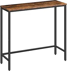 HOOBRO Narrow Console Table, 29.5" Small Entryway Table, Thin Sofa Side Display Table, for Hallway, Bedroom, Living Room, Foyer, Rustic Brown and Black BF75XG01