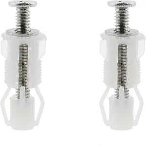 2PCS Toilet Blind Hole Fitting Toilet Seat Fixing Toilet Seat Fixing Bolt Rising Plug White Toilet Seat Hinge Screw Suitable for Toilet Seat Blind Hole Fixing Kit