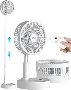 AICase Stand Fan,Folding Portable Telescopic Floor/USB Desk Fan with 10800mAh Rechargeable Battery,4 Speeds Super Quiet Adjustable Height and Head Great for Office Home Outdoor Camping-White