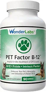 Wonder Laboratories Pet Factor B-12 | Vitamin B-12 in Methylcobalamin Form | Popular in Treatment of EPI in Dogs 180 Capsules