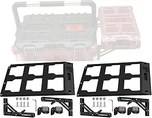 For Milwaukee Packout Compatible Folding Storage Mount, Side Storage Organizer for Packout System (2, black)