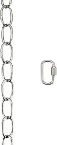 Aspen Creative 21107-31,Steel 20 Feet Heavy Duty Chain & Quick Link Connector for Hanging Up Maximum Weight 40 Pounds-Lighting Fixture/Swag Light/Plant in Brushed Nickel.11 Gauge.