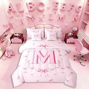 Erosebridal Pink Princess Bed in A Bag Twin Comforter Set 7 Piece for Kids