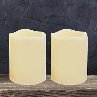 iZAN 2 Pack LED Waterproof Flameless Pillar Candles with Timer, 3 x 4 inch