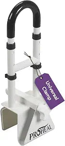 Bathtub Grab Bar for Seniors, Shower Safety Rail, Non-Slip Stainless Steel Handle, Fits 3"-7" Tub Walls, Supports 300 LBS, Adjustable Height 14.5"-17", Tool-Free Clamp-On Install - ProHeal
