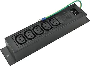 IEC Power Strip with 5 C13 Outlets & C14 Inlet, Rack Mount Server PDU, Heat-Resistant ABS, with Grounding Wire Out