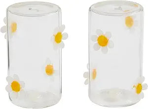 Mud Pie Daisy Icon Glass S And P; 3 1/2" x 2" dia