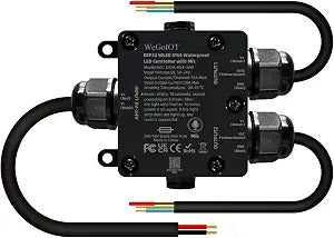 WeGoIOT Waterproof ESP32 WLED Controller with Mic , Project for Pool Boat Landscape Outdoor Lights IP65 Dynamic RGB IC DIY Lighting WiFi APP Control for WS2812B DC5-24V RGBW LED Controller (2 Channel)