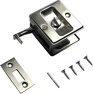 QCAA Solid Brass Sliding Door Pull Lackerable Door Pocket, Satin Nickel, Made in Taiwan, 4 Pack