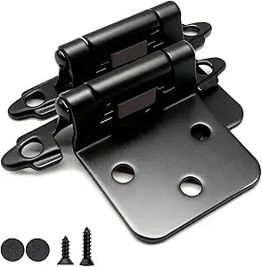 1/2" Overlay Matte Black Cabinet Hinges, 66 Pack(33 Pairs) Self Closing Cabinet Hinges Flush Mount with Door Bumpers for Bath & Kitchen Cupboard