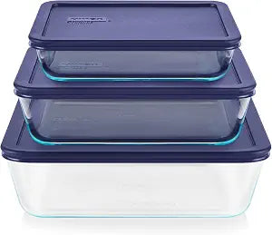 Pyrex Simply Store (3-Pack) Rectangular Glass Food Storage Containers Set