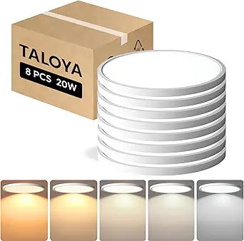 TALOYA 8 Pack 12 Inch Flush Mount LED Ceiling Light Fixture, White Sleek Ceiling Lamps for Kitchen Living Room Laundry, 3000K/3500K/4000K/5000K/6500K CCT Selectable, Easy to Install and Ultra Slim
